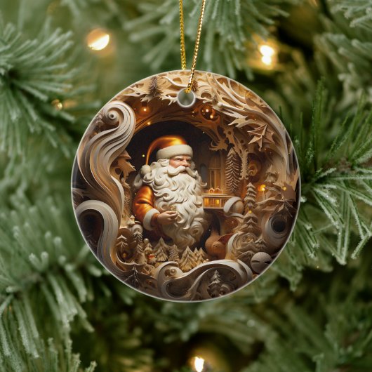 3d Gouden Kerstman Keramisch Ornament (Boom)