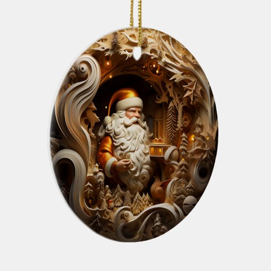 3d Gouden Kerstman Keramisch Ornament (Rechts)