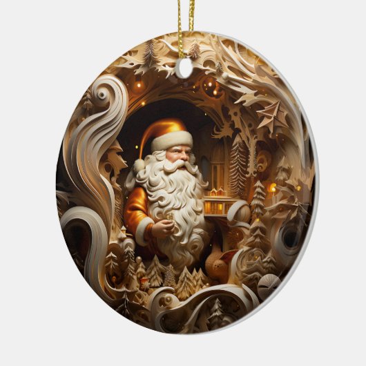 3d Gouden Kerstman Keramisch Ornament (Links)