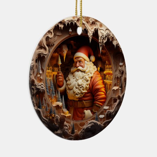 3d Gouden Kerstman Keramisch Ornament (Rechts)