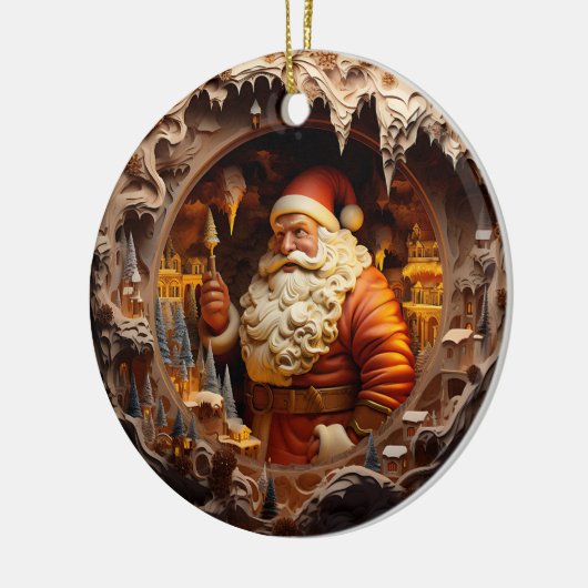 3d Gouden Kerstman Keramisch Ornament (Links)