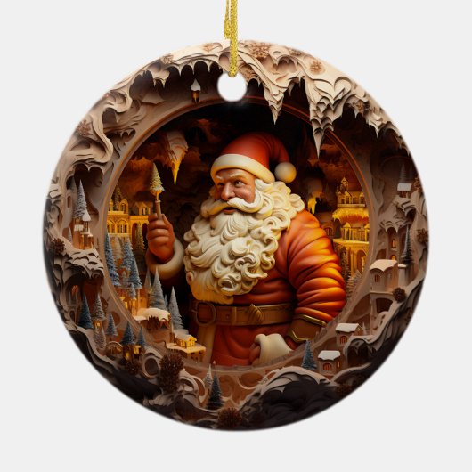 3d Gouden Kerstman Keramisch Ornament (Achterkant)