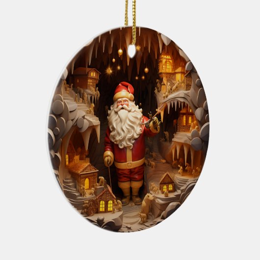 3d Gouden Kerstman Keramisch Ornament (Rechts)