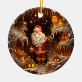 3d Gouden Kerstman Keramisch Ornament