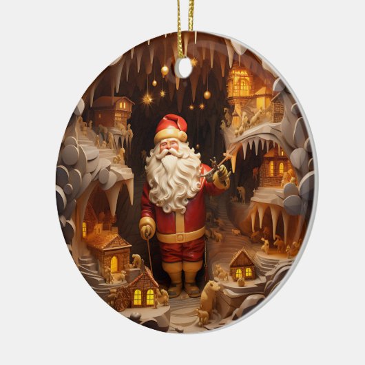 3d Gouden Kerstman Keramisch Ornament (Links)