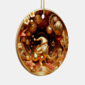 3d gouden Kerstman Keramisch Ornament (Rechts)