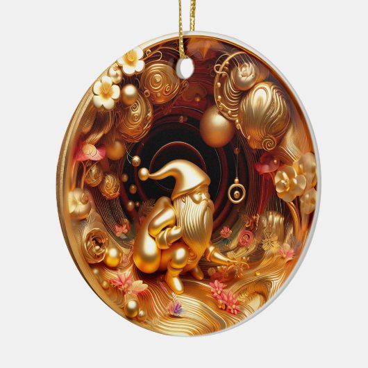 3d gouden Kerstman Keramisch Ornament (Links)