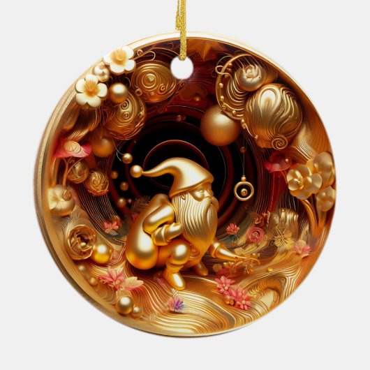 3d gouden Kerstman Keramisch Ornament (Achterkant)