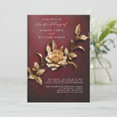  3D gouden loof QR code bruiloft Kaart (Staand voorkant)