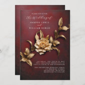  3D gouden loof QR code bruiloft Kaart (Voorkant / Achterkant)