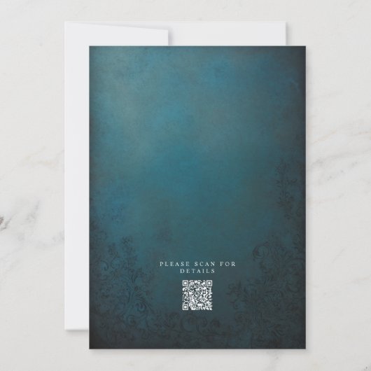 3D gouden loof QR code bruiloft Kaart (Achterkant)