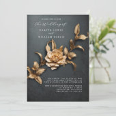  3D gouden loof QR code bruiloft Kaart (Staand voorkant)