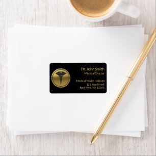 3D Gouden Medisch Caduceus Embleem Professioneel Etiket