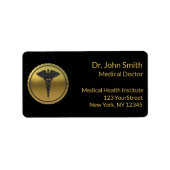 3D Gouden Medisch Caduceus Embleem Professioneel Etiket (Voorkant)