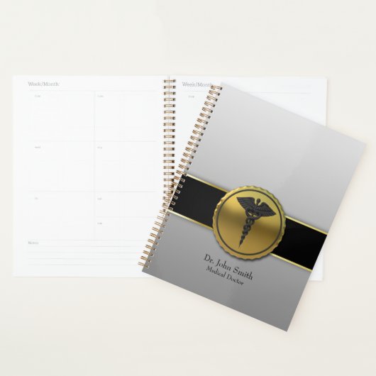 3D Gouden Medisch Caduceus Embleem Professioneel Planner (Display)