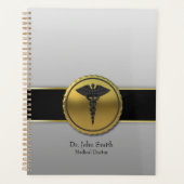 3D Gouden Medisch Caduceus Embleem Professioneel Planner (Voorkant)