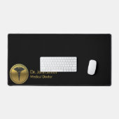 3D Gouden Medisch Caduceus Professioneel Embleem Bureaumat (Keyboard & Muis)
