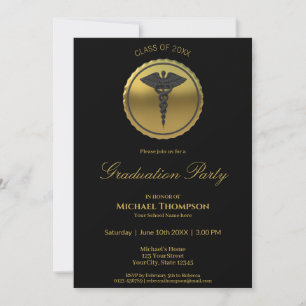 3D Gouden Medische Caduceus Embleem Afstuderen Kaart