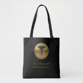 3D Gouden Professioneel Medisch Caduceus Embleem Tote Bag (Voorkant)