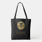3D Gouden Professioneel Medisch Caduceus Embleem Tote Bag (Achterkant)