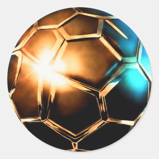 3D gouden voetbal Ronde Sticker (Voorkant)