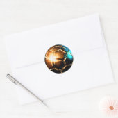 3D gouden voetbal Ronde Sticker (Envelop)