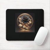 3d Gouden Zwarte Rozen #16 Sticker Muismat (Met muis)