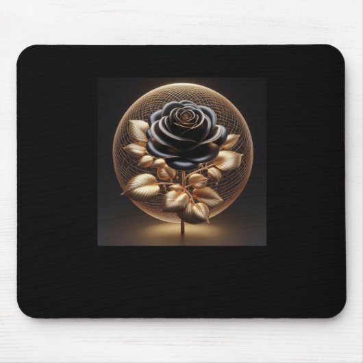 3d Gouden Zwarte Rozen #16 Sticker Muismat (Voorkant)