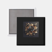3d Gouden Zwarte Rozen #4 Sticker Magneet (Voorkant / Achterkant)