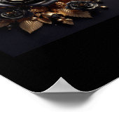 3d Gouden Zwarte Rozen #4 Sticker Poster (Hoek)