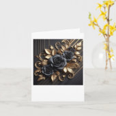 3d Gouden Zwarte Rozen #7 Sticker Kaart (Gele Bloem)