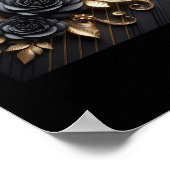 3d Gouden Zwarte Rozen #7 Sticker Poster (Hoek)
