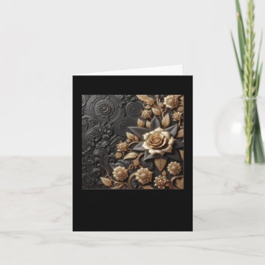 3d Gouden Zwarte Rozen #8 Sticker Kaart (Voorkant)