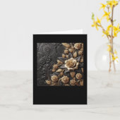 3d Gouden Zwarte Rozen #8 Sticker Kaart (Gele Bloem)