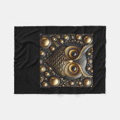 3d gouden zwarte uil Sticker Fleece Deken (Voorkant (Horizontaal))