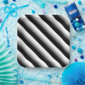 3D Gradient Black, Gray and White Stripe Papieren Bordje (Feest)