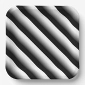 3D Gradient Black, Gray and White Stripe Papieren Bordje (Voorkant)