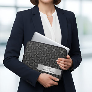 3D Gradient Urban Black Diamond geometrisch patroo Laptop Sleeve