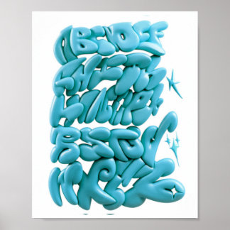 3D graffiti letters met de hand getekend in Procre Poster