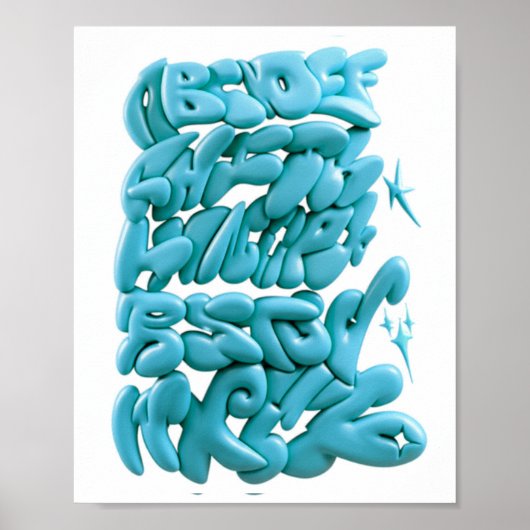 3D graffiti letters met de hand getekend in Procre Poster (Voorkant)