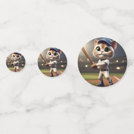 3D grappige honkbal kat, Confetti (Achterkanten)