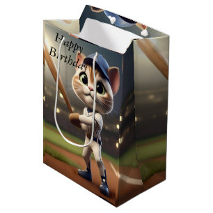 3D grappige honkbal kat, Medium Cadeauzakje