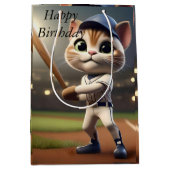 3D grappige honkbal kat, Medium Cadeauzakje (Voorkant)