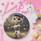 3D grappige honkbal kat, Papieren Bordje (Feest)