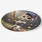 3D grappige honkbal kat, Papieren Bordje (Gekanteld)