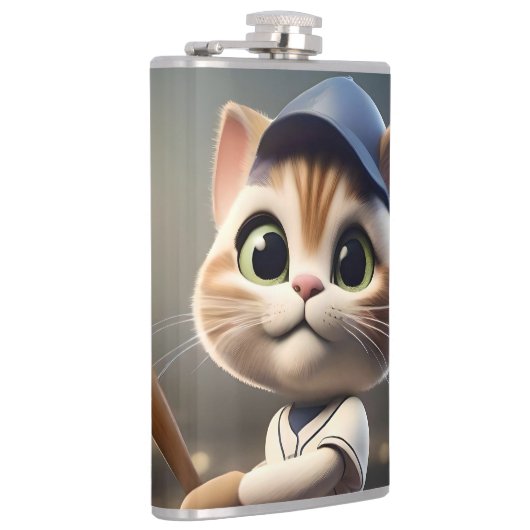 3D grappige honkbalkat, Heupfles (Rechts)