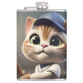 3D grappige honkbalkat, Heupfles (Voorkant)