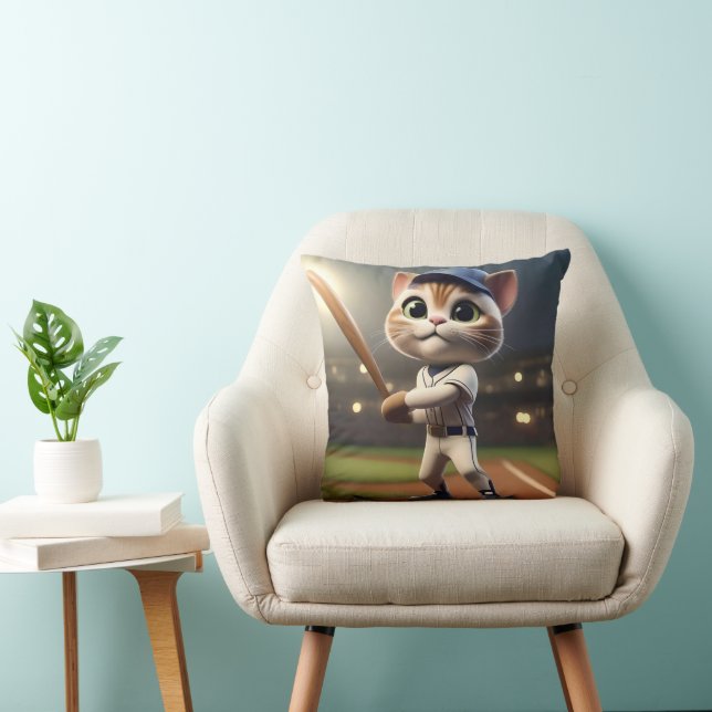 3D grappige honkbalkat, Kussen (Stoel)