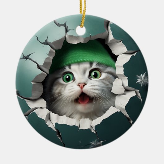 3D grappige kat Keramisch Ornament (Voorkant)