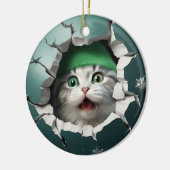 3D grappige kat Keramisch Ornament (Links)